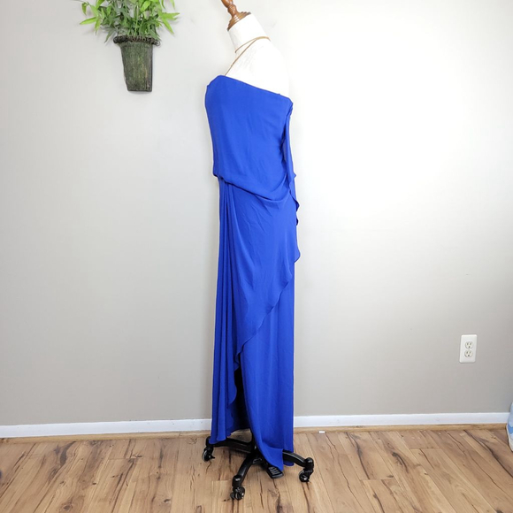 BCBGMaxAzria Grace Strapless Dress Draped Flowy Maxi Blouson Royal Blue Gown 2 - Picture 7 of 12